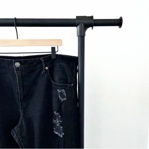 AE Athletic Skinny Distressed Black Jean